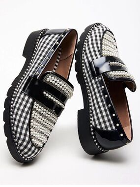 Betsey Johnson Darian Pearl Gingham Loafer Women 10 NIB $109 Retail